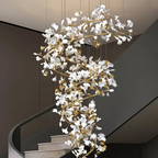 Olivia Lustre Fleur AntGlo Moderne , Métal/Céramique, Or, Escalier - Neutralighting