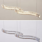 Kristy Luminaires Suspensions LED Wave Moderne Grande Cristal Métal Argent/Or Salon/Cuisine - Neutralighting