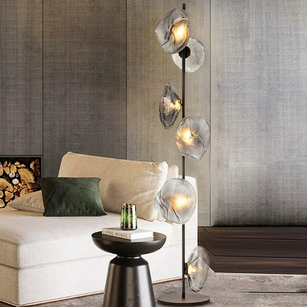 Avi Design Lampadaire Fleur Nordique Métal/Verre Noir/Or/Gris Chambre/Salon - Neutralighting