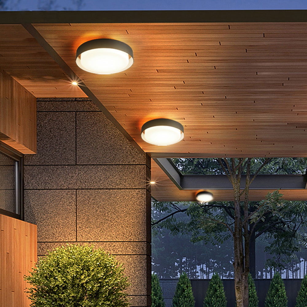 Ray Ronde Moderne LED Plafonnier Noir Métal/Acrylique Extérieur - Neutralighting