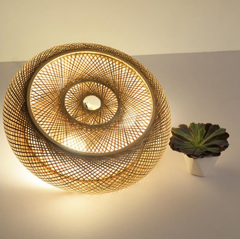 Ritta Plafonnier Rond Naturel, Rotin, Bois, Salon - Neutralighting
