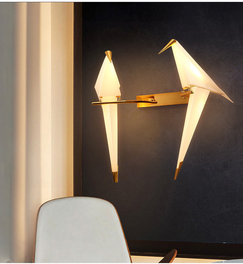 Arisha Lampe Murale Oiseau Vintage/Art-Deco, Métal/Acrylique, Chambre à Coucher - Neutralighting