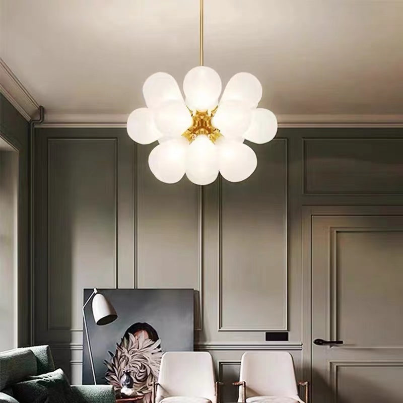 Valentina Suspension Moderne, Métal/Verre, Blanc/Bleu/Violet/Doré, Salon - Neutralighting