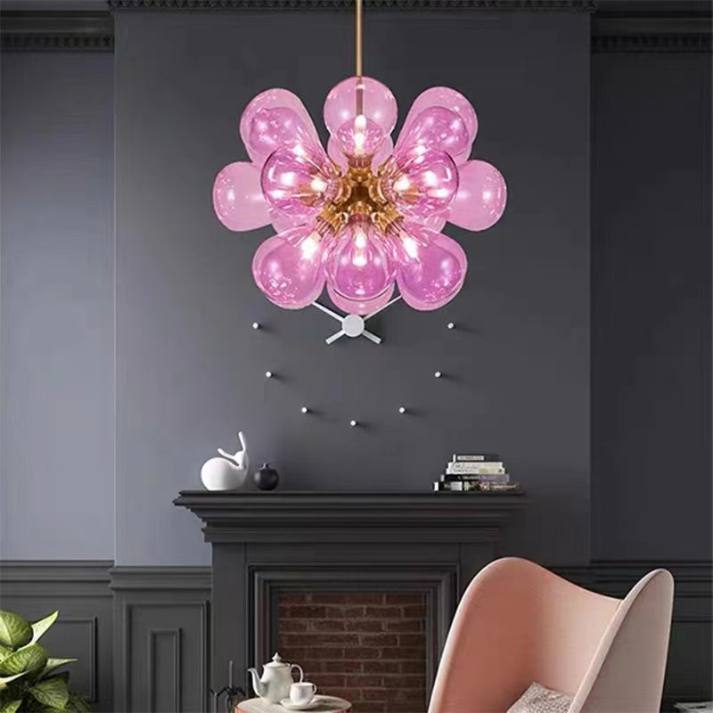 Valentina Suspension Moderne, Métal/Verre, Blanc/Bleu/Violet/Doré, Salon - Neutralighting