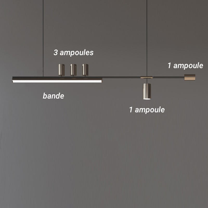 Ray Suspension Linéaire Moderne, Métal, Doré, Salon - Neutralighting