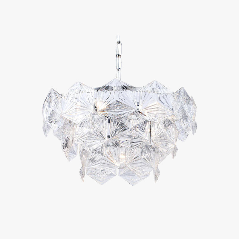 Kristy Lustre Hexagone Cristal, Métal/Cristal, Dégagé/Gris Fumé/Glaçage/Champagne, Salon - Neutralighting
