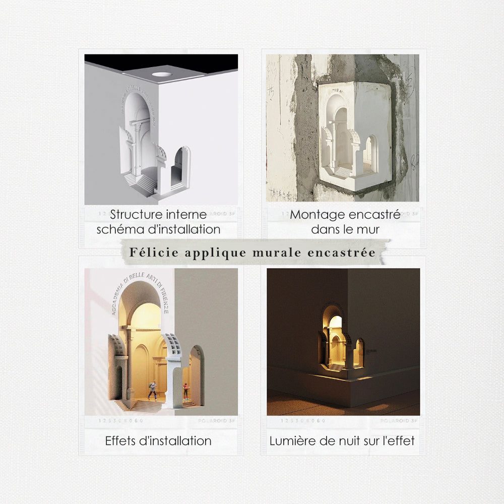 Ray Applique Murale Art Déco Flush LED Encastrée, 3 Styles, Blanc, Salon - Neutralighting