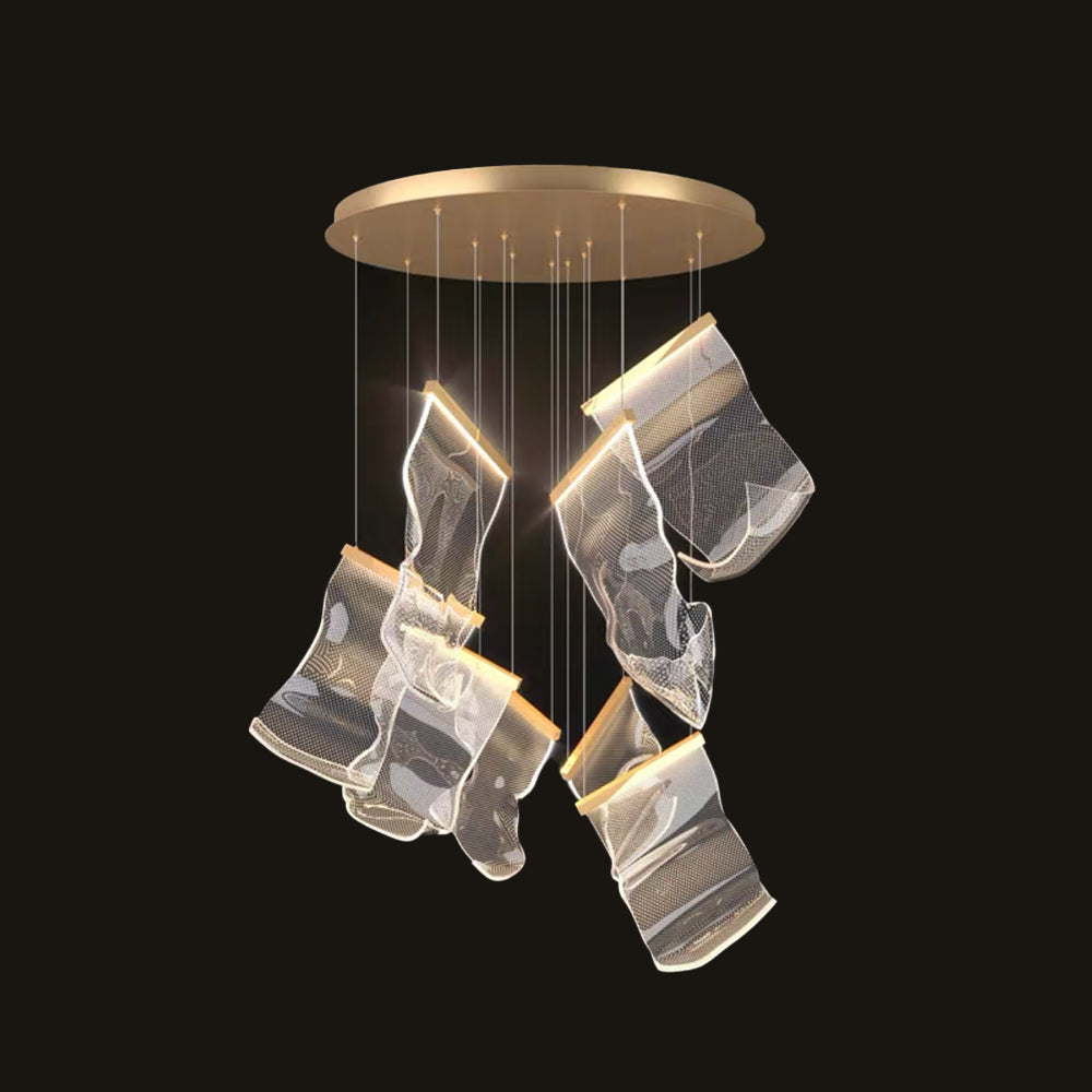 Kristy Suspension Carrée Contemporaine Métal/Acrylique Doré Salon/Escalier - Neutralighting