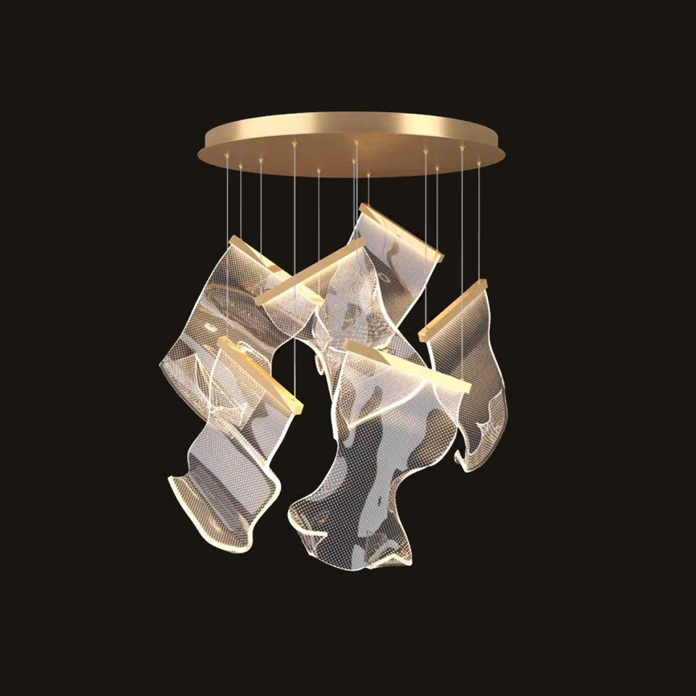 Kristy Suspension Carrée Contemporaine Métal/Acrylique Doré Salon/Escalier - Neutralighting