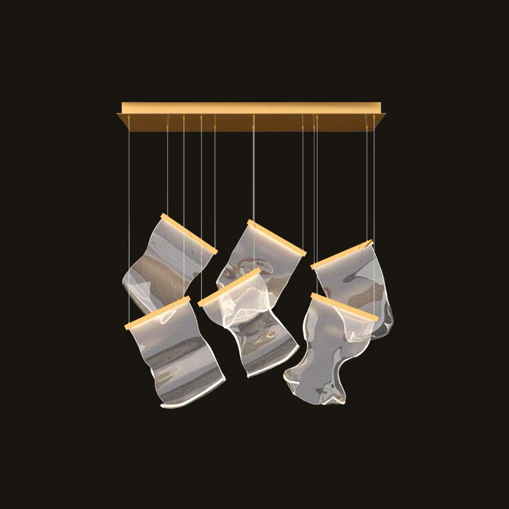 Kristy Suspension Carrée Contemporaine Métal/Acrylique Doré Salon/Escalier - Neutralighting