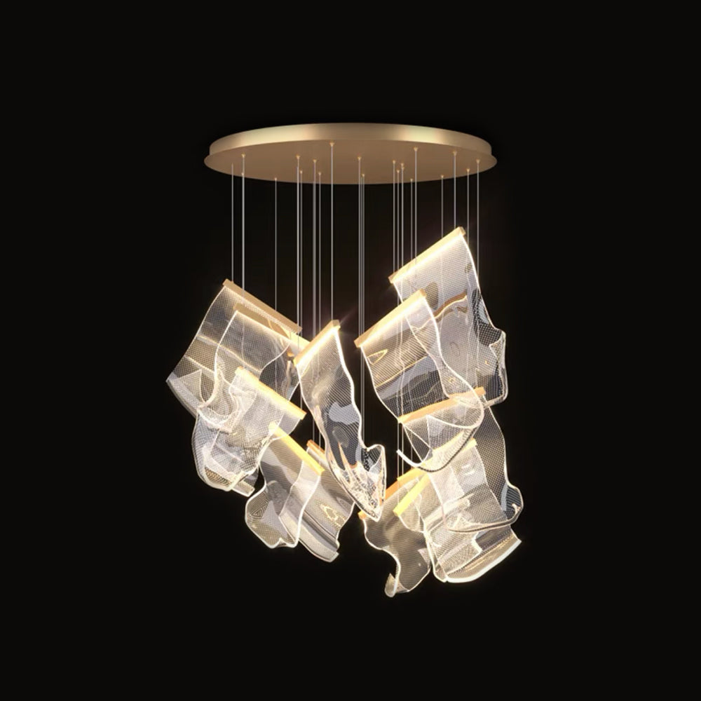Kristy Suspension Carrée Contemporaine Métal/Acrylique Doré Salon/Escalier - Neutralighting