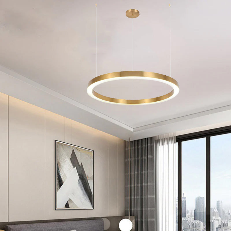 Arisha Suspension Anneau Moderne, Métal/Acrylique, Dorée, Salon - Neutralighting