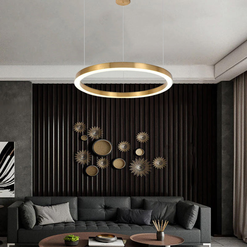Arisha Suspension Anneau Moderne, Métal/Acrylique, Dorée, Salon - Neutralighting