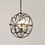 Kirsty Industrie LED Suspension Noir Métal Cristal Salon Salle à manger - Neutralighting
