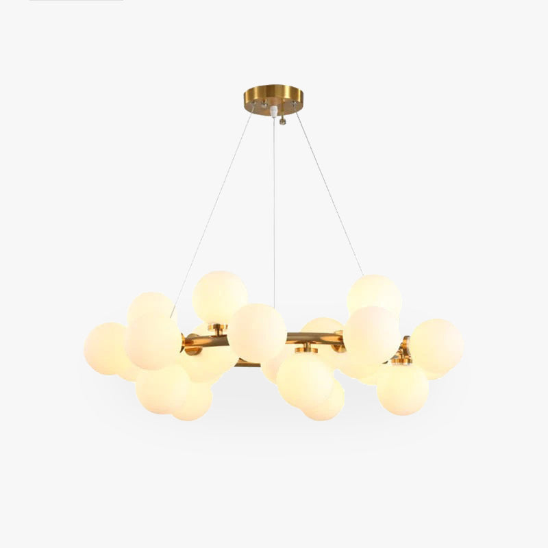 Valentina Lustre Rond Nordique, Métal/Verre, Doré/Noir/Cuivre, Salon - Neutralighting