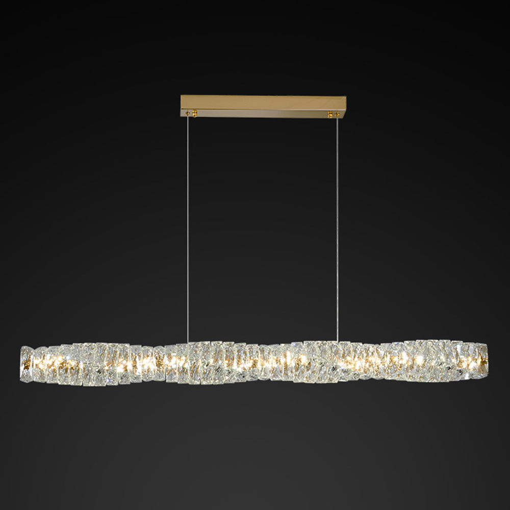 Kristy Suspension Linéaire Simple, Acier/Cristal, Or/Argent, Bar/Cuisine - Neutralighting
