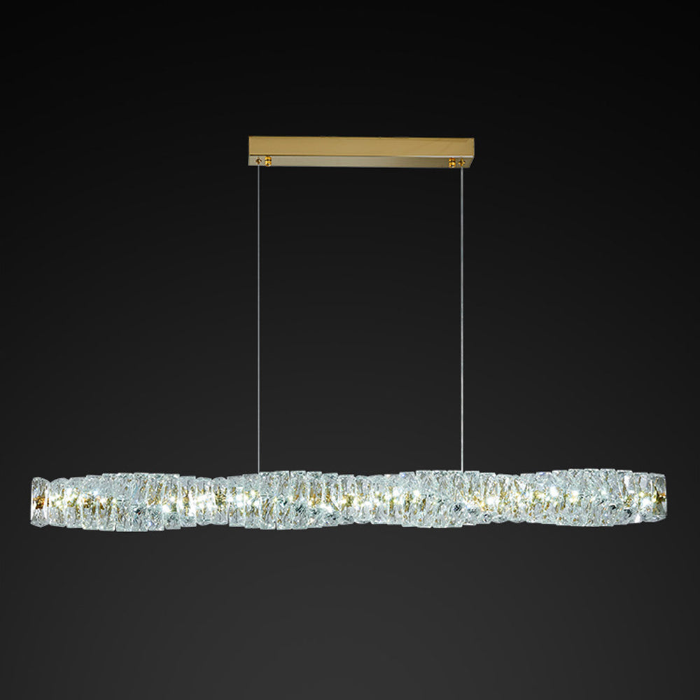 Kristy Suspension Linéaire Simple, Acier/Cristal, Or/Argent, Bar/Cuisine - Neutralighting