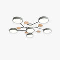 Arisha Plafonnier Rond Moderne, Métal/Bois, Blanc/Vert/Gris, Salon - Neutralighting