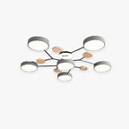 Arisha Plafonnier Rond Moderne, Métal/Bois, Blanc/Vert/Gris, Salon - Neutralighting