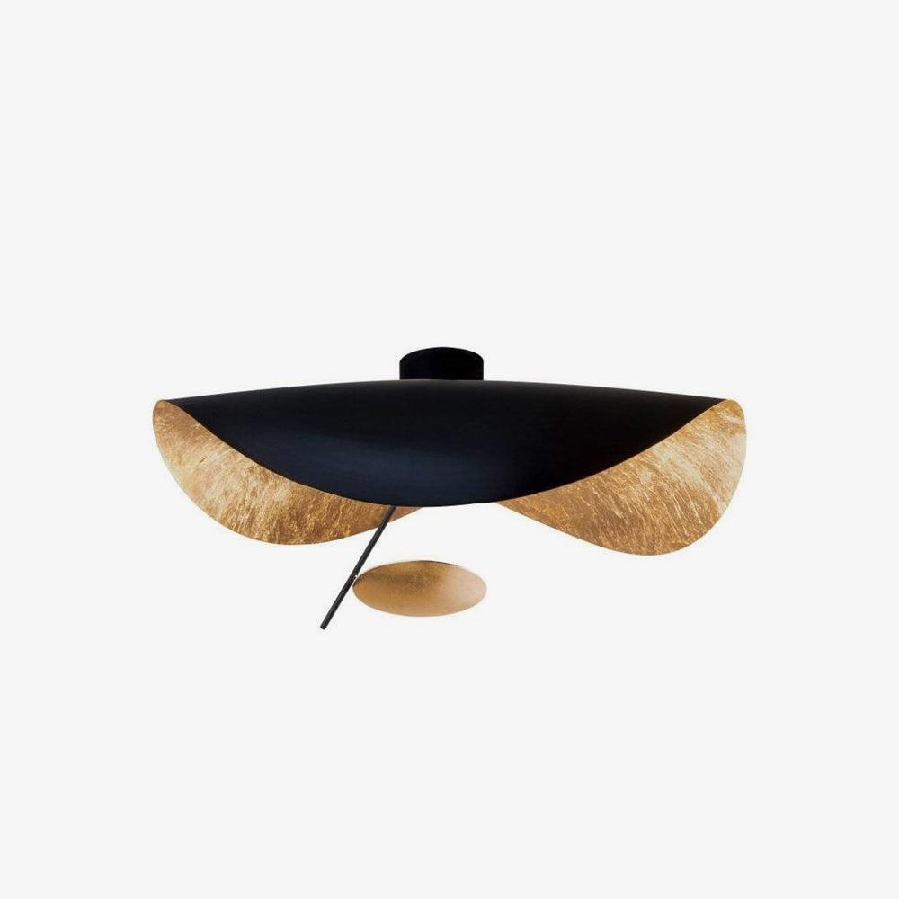 Solara Plafonnier Abat-jour Courbé et Intérieur Doré - Neutralighting