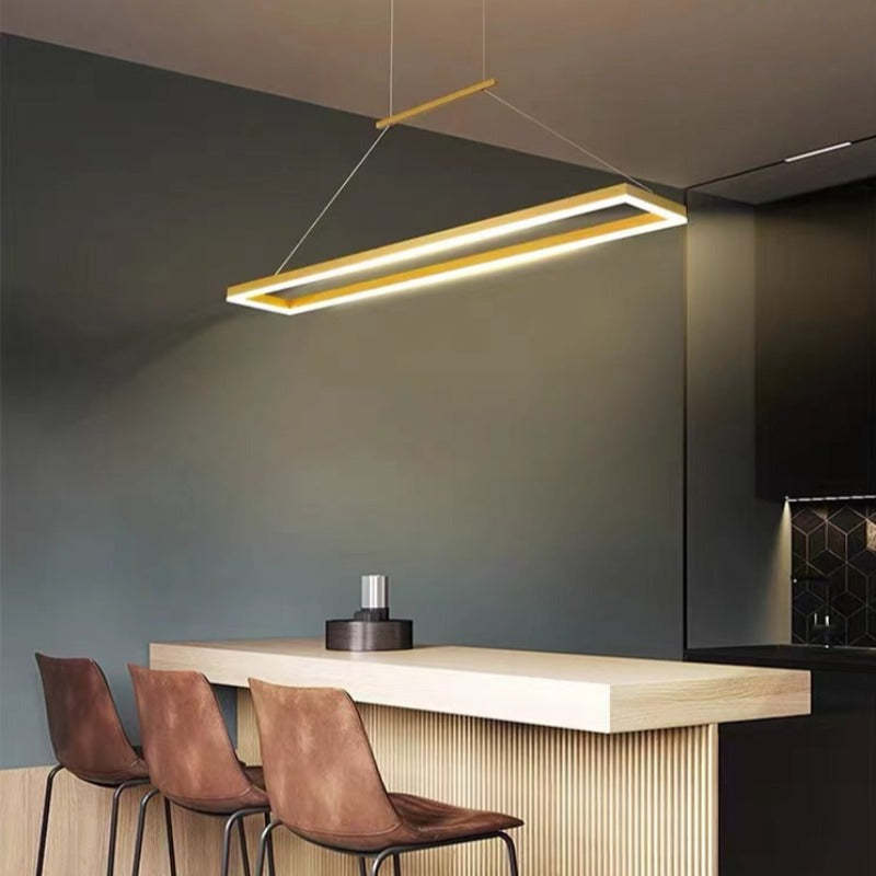 Ray Suspension Rectangulaire Contemporaine, Metal, Café/Or, Chambre - Neutralighting