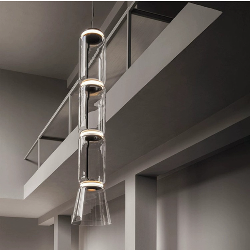 Valentina Luminaires Suspensions LED Cylindre Minimalisme Métal/Verre Transparent Salon/Chambre à Coucher - Neutralighting