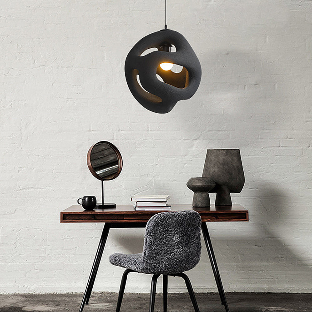 Avi Suspension Globe Moderne, Métal/Résine, Blanc/Noir, Bar/Salle de Séjour - Neutralighting