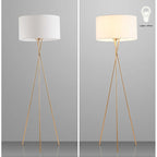 Mira Lampadaire/Lampe de Table Cylindre Moderne, Métal/Tissu, Blanc, Salon - Neutralighting