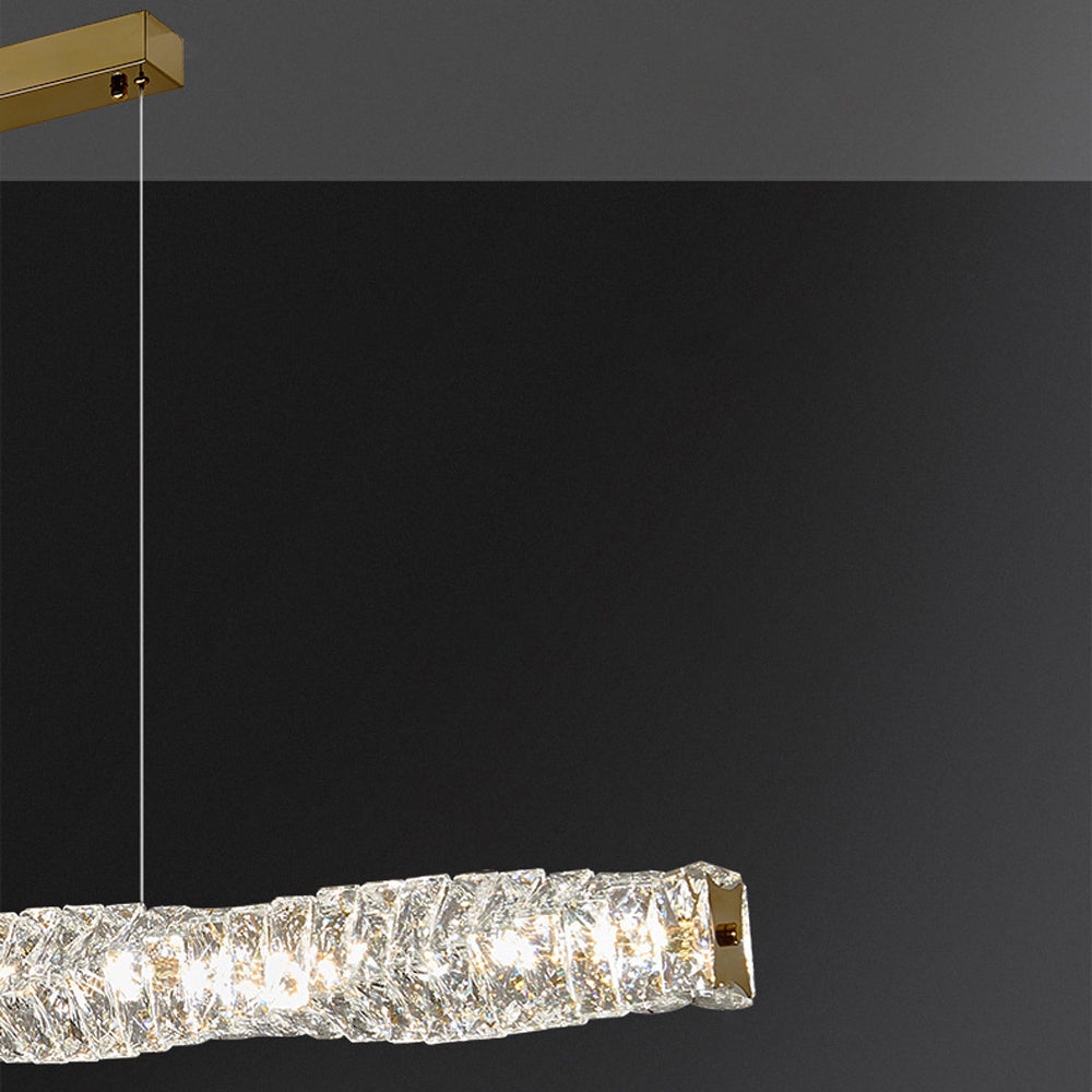 Kristy Suspension Linéaire Simple, Acier/Cristal, Or/Argent, Bar/Cuisine - Neutralighting