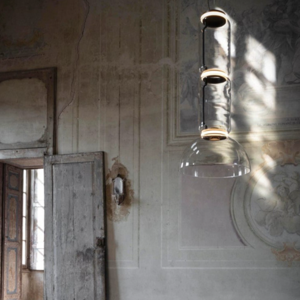 Valentina Luminaires Suspensions LED Cylindre Minimalisme Métal/Verre Transparent Salon/Chambre à Coucher - Neutralighting