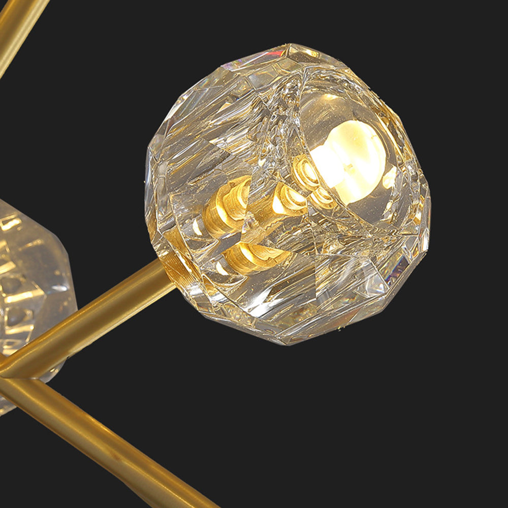 Valentina Luminaires Suspensions Multi Balle Moderne Cuivre/Cristal Noir/Doré Salon/Salle à Manger - Neutralighting