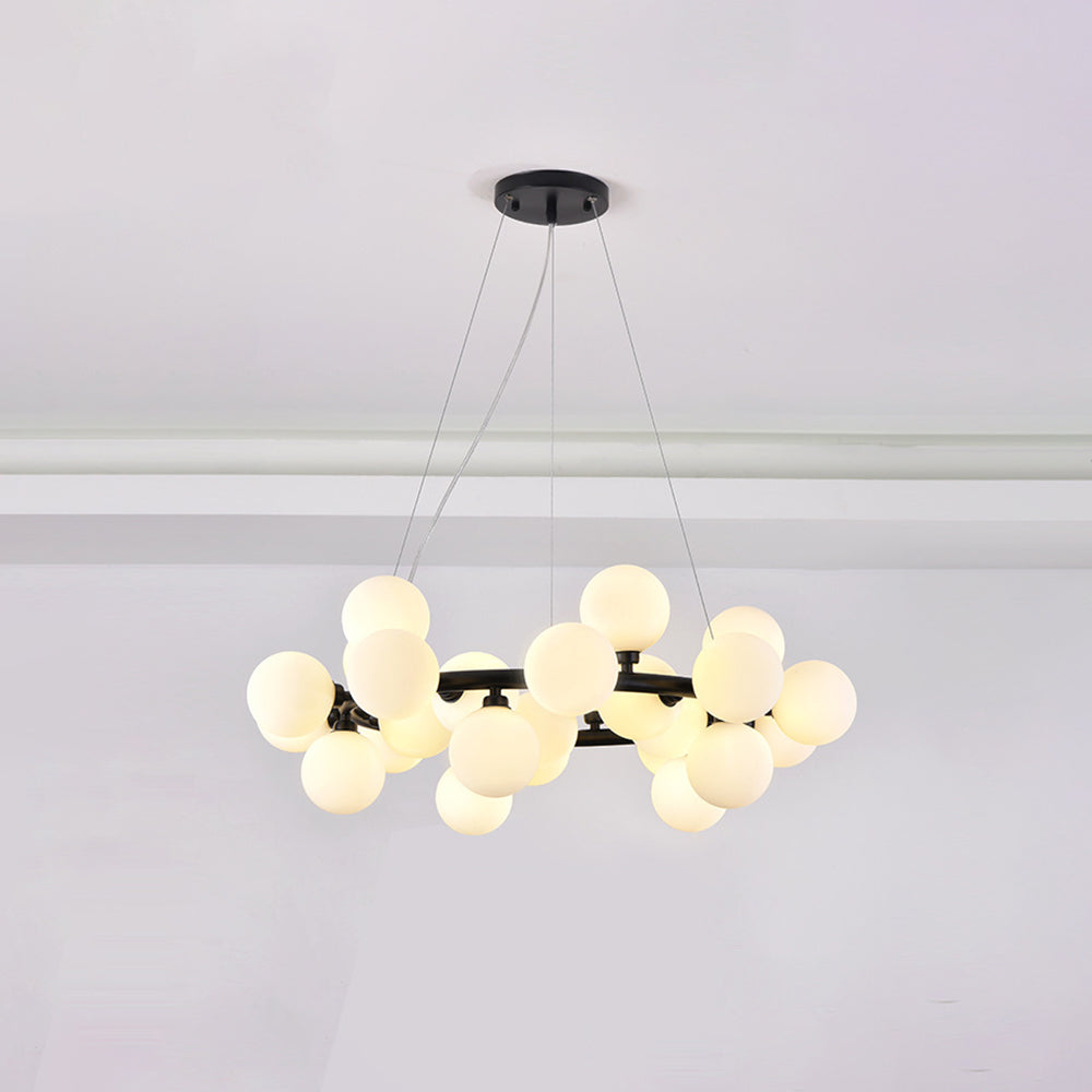 Valentina Lustre Rond Nordique, Métal/Verre, Doré/Noir/Cuivre, Salon - Neutralighting