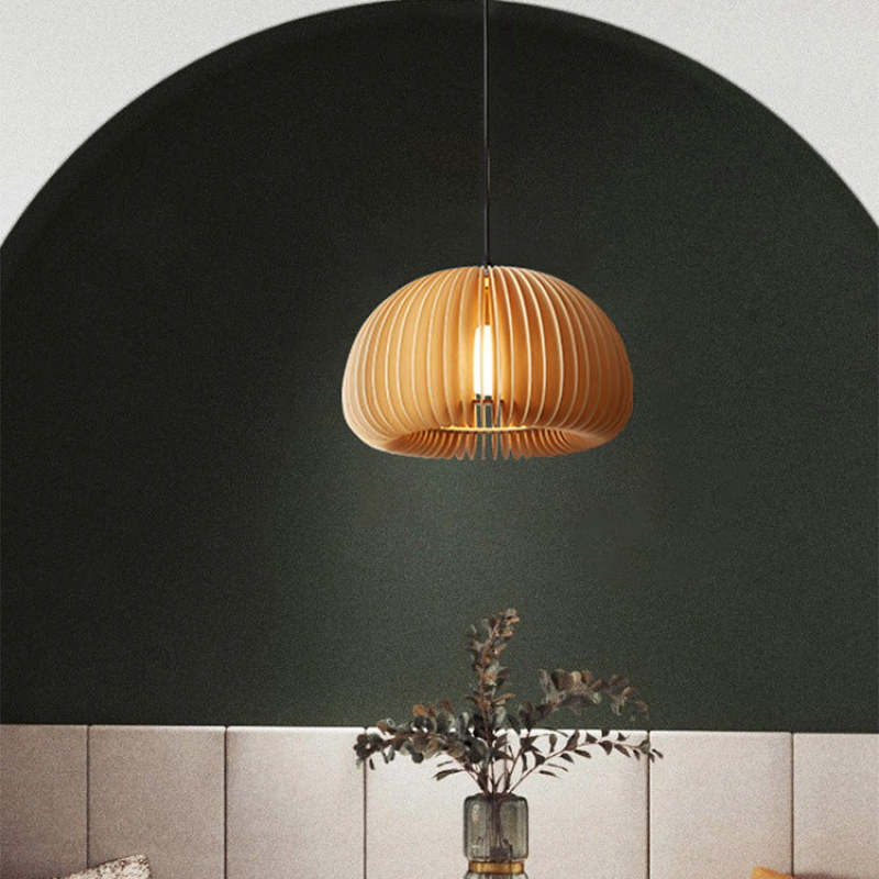 Muto Suspension Citrouille Rustique, Bois/Metal, Bois, Salon - Neutralighting