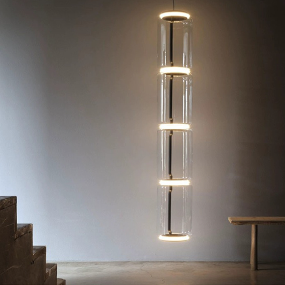 Valentina Luminaires Suspensions LED Cylindre Minimalisme Métal/Verre Transparent Salon/Chambre à Coucher - Neutralighting