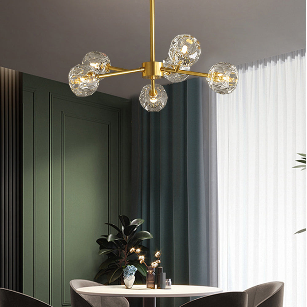 Valentina Luminaires Suspensions Multi Balle Moderne Cuivre/Cristal Noir/Doré Salon/Salle à Manger - Neutralighting