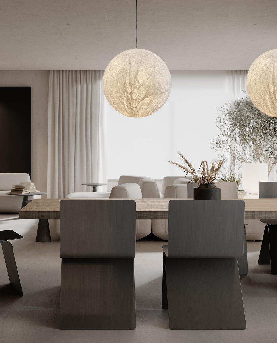 Globe Lampe Suspendue Minimaliste en Soie - Neutralighting