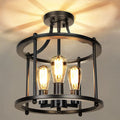 Silva Plafonnier Lanterne Industriel, Métal/Verre, Noir, Salon - Neutralighting