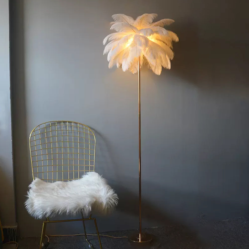 O'Moore Lampadaire Arbre Design Plume/Métal Blanc/Rose/Khaki Salon - Neutralighting