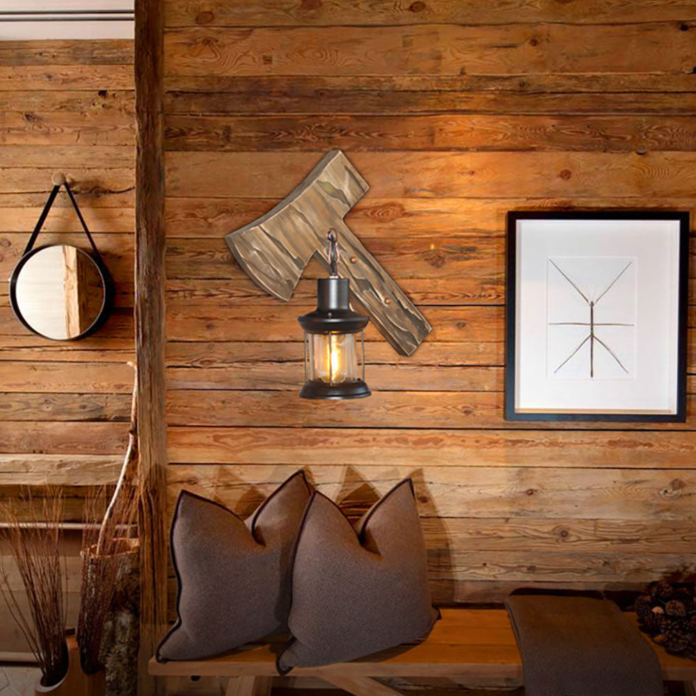 Epoch Applique Murale en Forme de Lanterne Marteau, Bois et Métal - Neutralighting