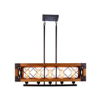 Silva Luminaires Suspensions Cage Industrielle Design Métal Bois Marron Salon/Cuisine/Bar - Neutralighting