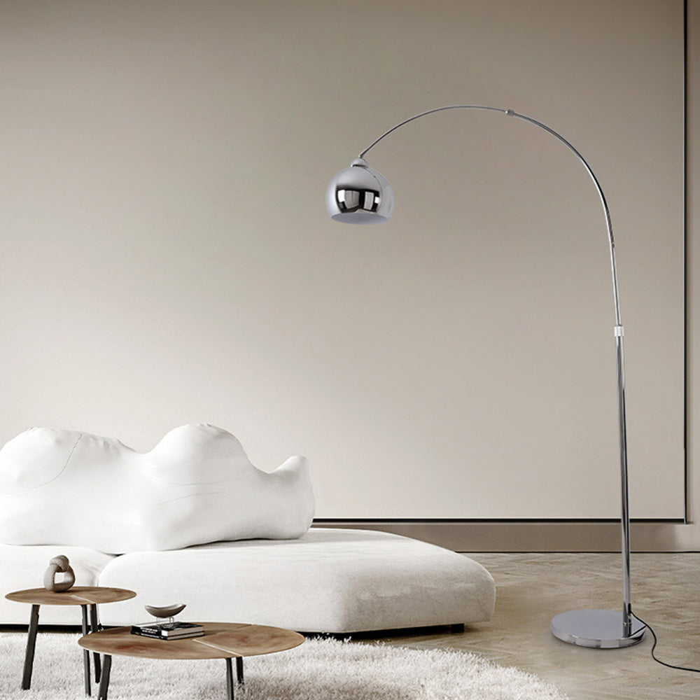 Mira Design Lampadaire Canne à Pêche Simple Argent Métal/Verre Chrome Salon Grande - Neutralighting