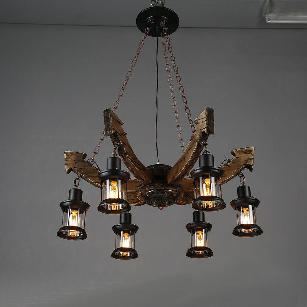 Epoch Lustre Flèche Vintage, Metal/Bois, Marron, Salon - Neutralighting