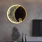 Aria Applique Murale Moderne Astronaute Lune, Métal, Noir, Chambre/Salon - Neutralighting