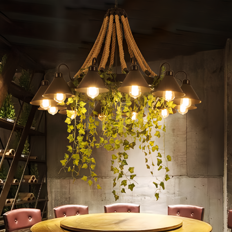 Arisha Rétro LED Lustre Noir Métal Corde Salle À Manger/Bar/Salon - Neutralighting