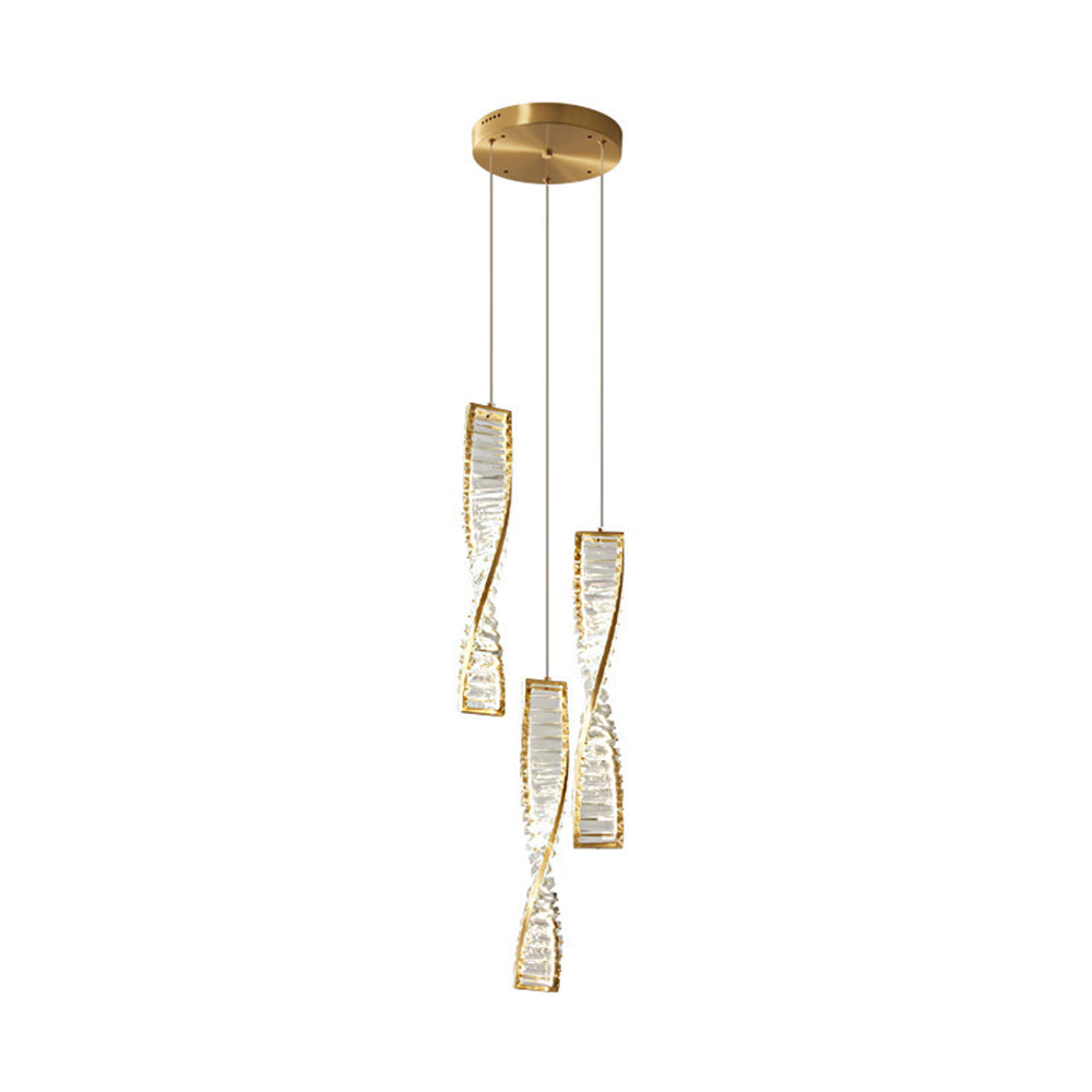 Kristy Suspension Carrée Moderne, Métal/Cristal, Noir/Or, Chambre à Coucher/Bar - Neutralighting