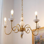 Silva Vintage LED Bougie Lustre Brasse à Céramique Salon - Neutralighting