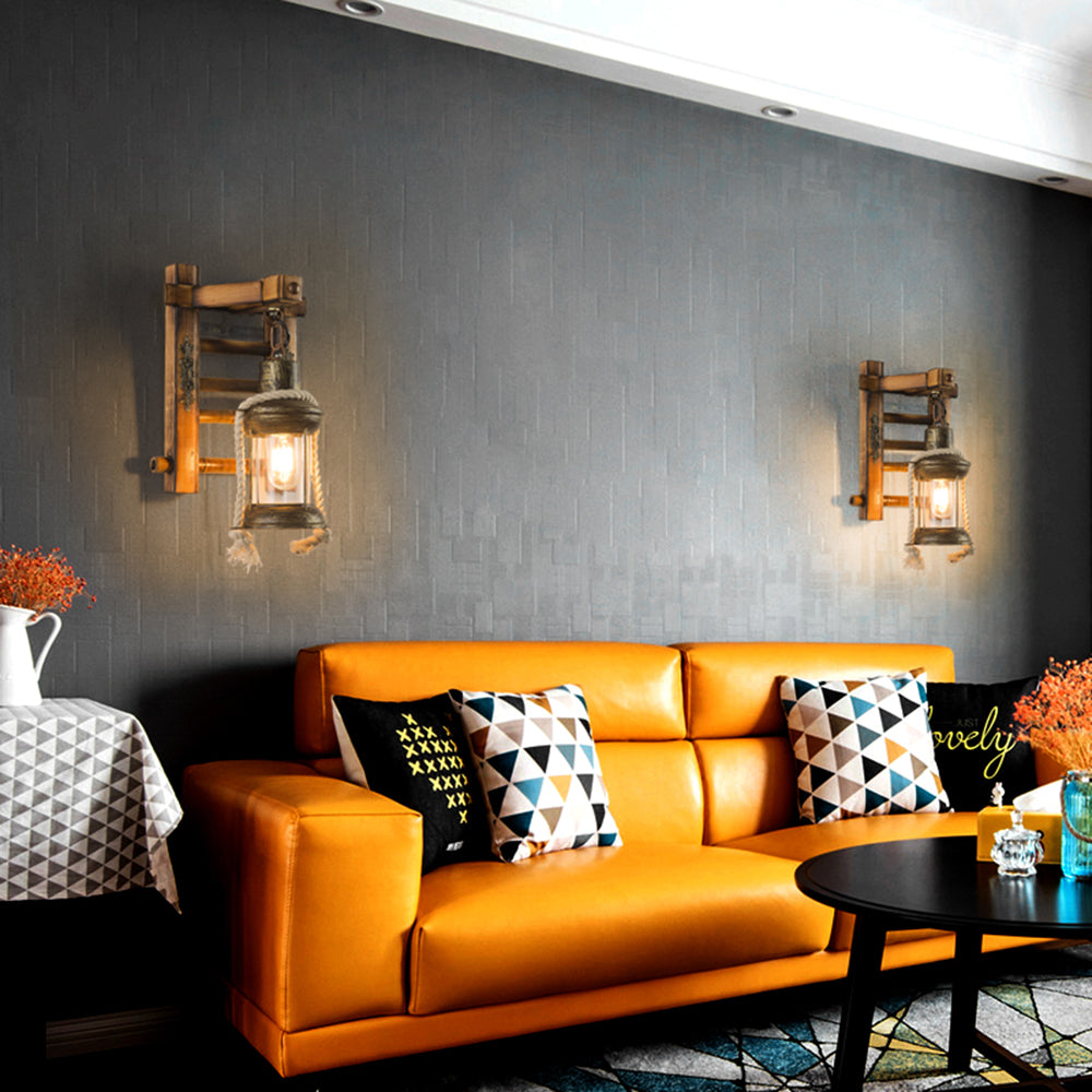 Epoch Applique Murale en Forme de Lanterne, Métal et Corde de Chanvre - Neutralighting