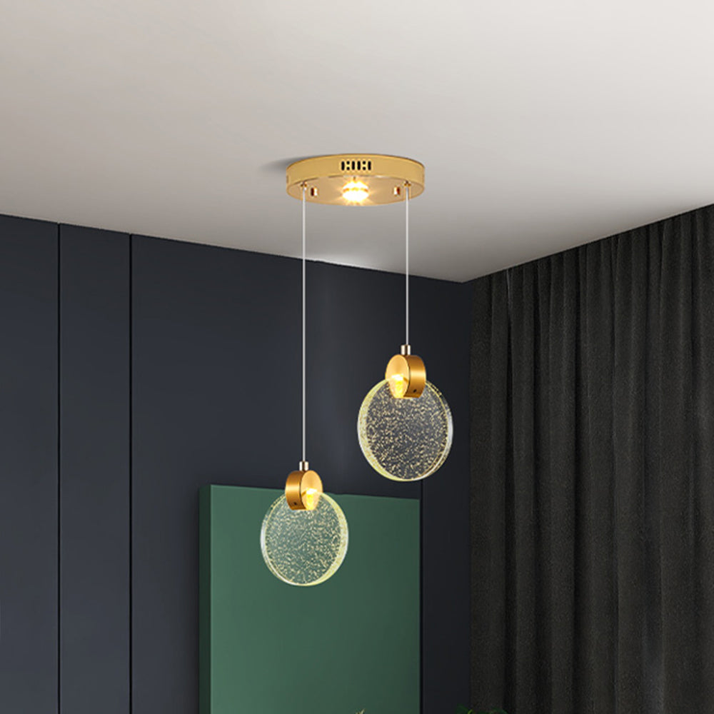 Kristy Suspension Ronde Nordique, Métal/Cristal, Doré, Escalier/Salon - Neutralighting