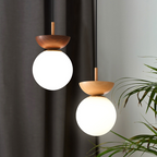 Valentina Nordique Japonais Glob LED Plafonnier/Suspension Métal Verre Chambre à coucher, Burlywood - Neutralighting