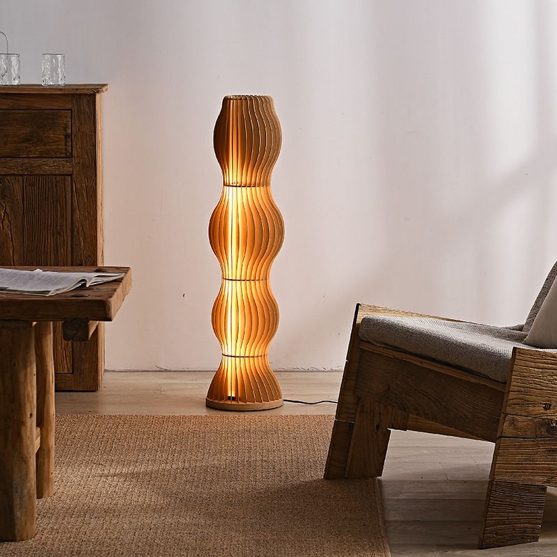 Muto Lampadaire Vague Moderne, Bois, Kaki, Salon - Neutralighting